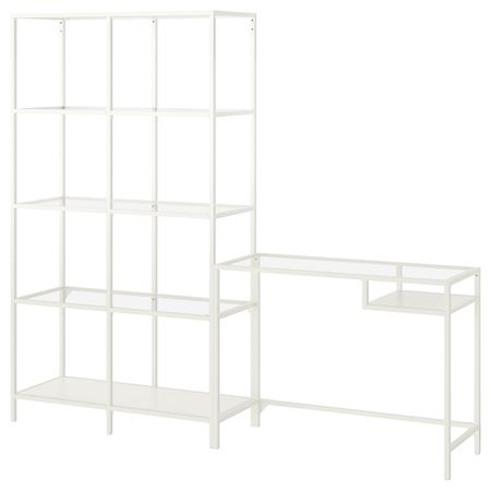 Стеллаж + стол для/ноутбука, белый/стекло 200x36x175 см IKEA VITTSJÖ ВИТШЁ 392.944.88