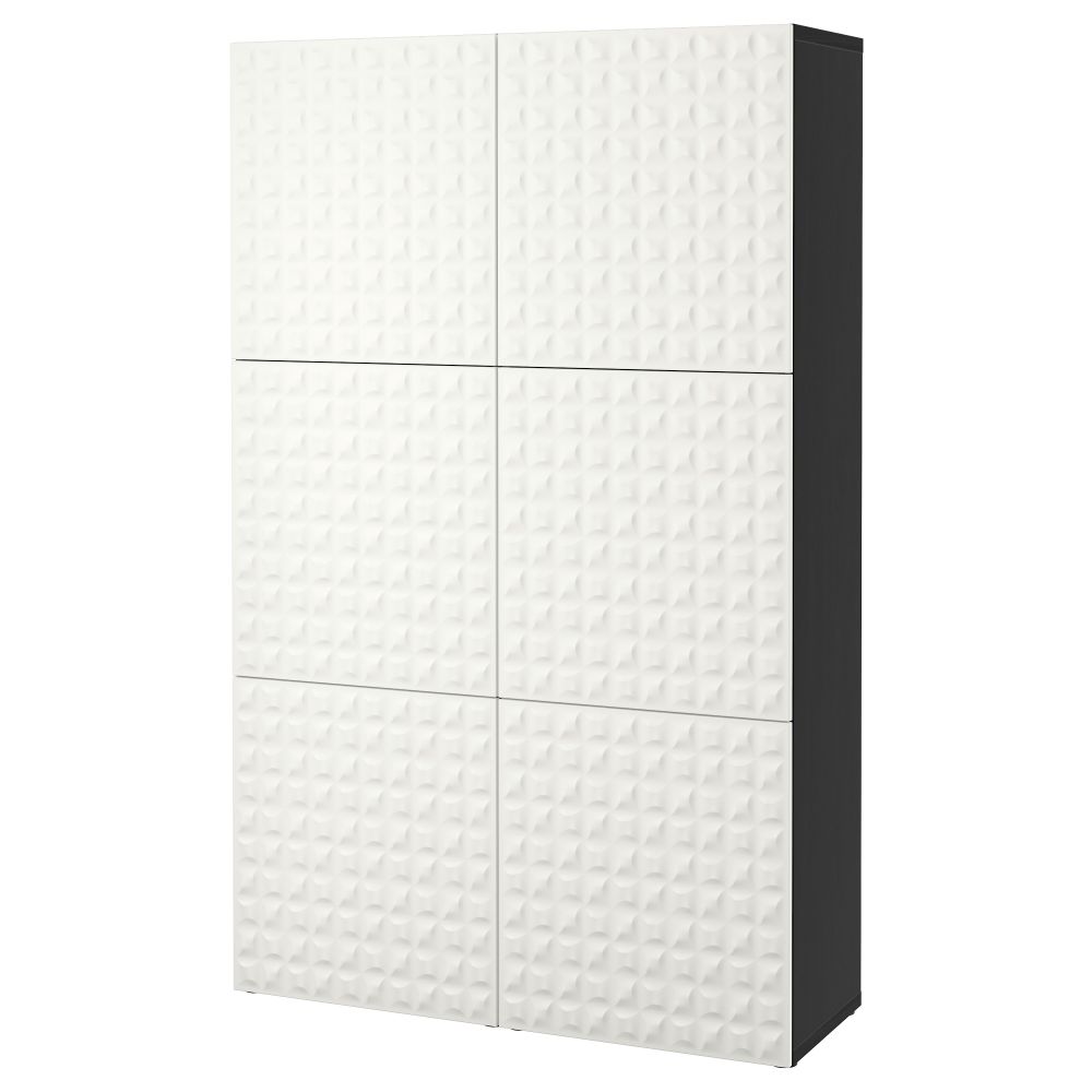 Комбинация для хранения с дверцами БЕСТО, черно-коричневый, Дьюпвикен белый (120x40x192 см) - фото 1