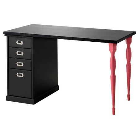 Стол с ящиками КЛИМПЕН / НИПЕН, черный, красный (120x60 см)