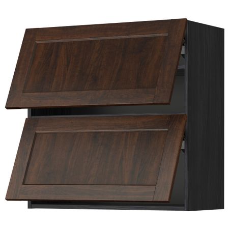 Навесной шкаф, 2 дверцы, горизонтальный МЕТОД, черный, Эдсерум коричневый