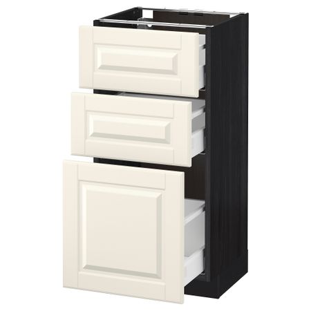 Напольный шкаф с 3 ящиками МЕТОД / МАКСИМЕРА, черный, Будбин белый с оттенком
