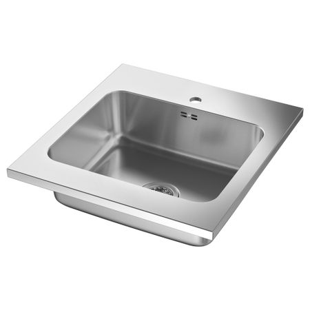 Одинарная накладная мойка АММЕРОН, нержавеющ сталь (60x63.5 см)