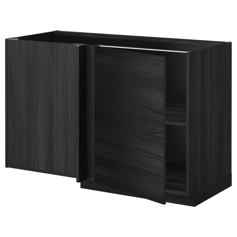 Угловой напольный шкаф с полкой, черный, Тингсрид черный 128x68 см IKEA МЕТОД 792.318.37 - схема-чертеж с размерами