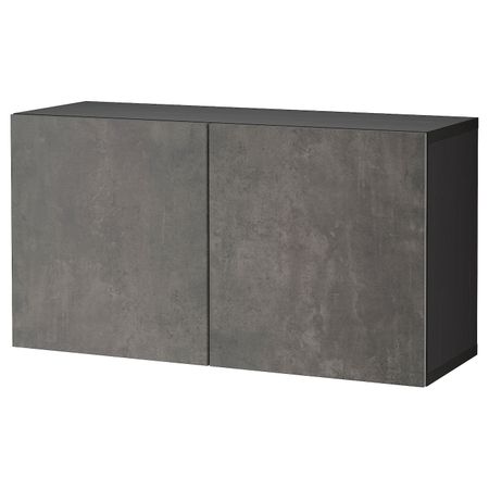 Стеллаж с дверьми, черно-коричневый/КЭЛЛЬВИКЕН темно-серый 120x42x64 см IKEA BESTÅ БЕСТО 394.420.35