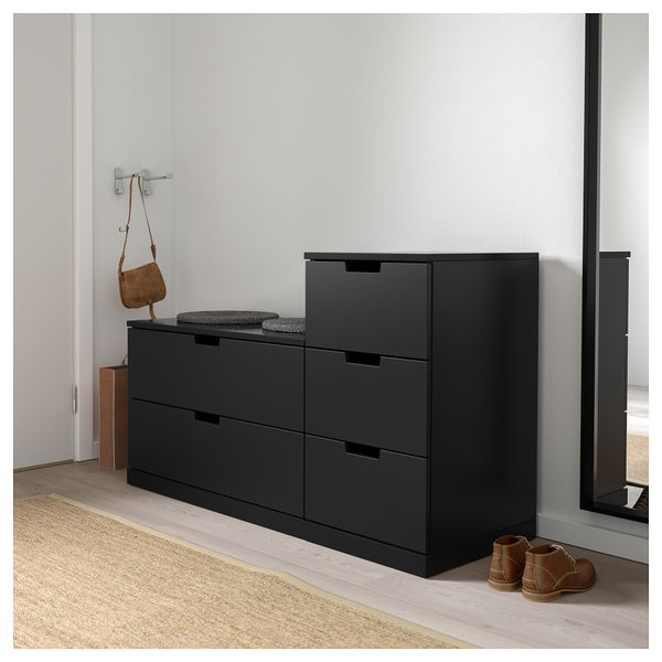 Комод с 5 ящиками НОРДЛИ, антрацит (120x76 см) - фото 4