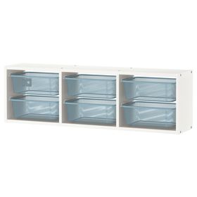 TROFAST Настенный модуль для хранения - белый/серо-синий 99x21x30 см