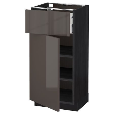 Напольный шкаф с ящиком, дверью МЕТОД / МАКСИМЕРА, черный, Рингульт серый