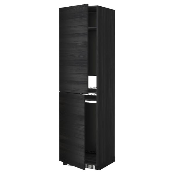 Высокий шкаф для холодильник/мороз, черный, Тингсрид черный 60x60x220 см IKEA МЕТОД 692.330.35 - схема-чертеж с размерами