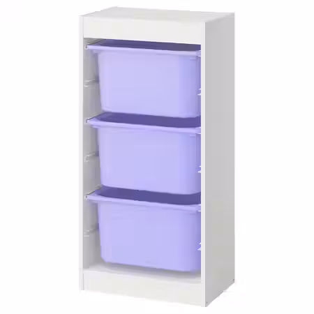 TROFAST Комбинация д/хранения+контейнеры - белый/сиреневый 46x30x94 см