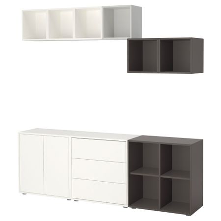 Комбинация шкафов с ножками, 210x35x180 см, белый, светло-серый, темно-серый IKEA EKET ЭКЕТ 191.910.28