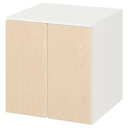 Шкаф, 60x57x63 см, белый береза, с 1 полкой IKEA PLATSA ПЛАТСАA ПЛАТСА, SMÅSTAD СМОСТАД 793.897.95