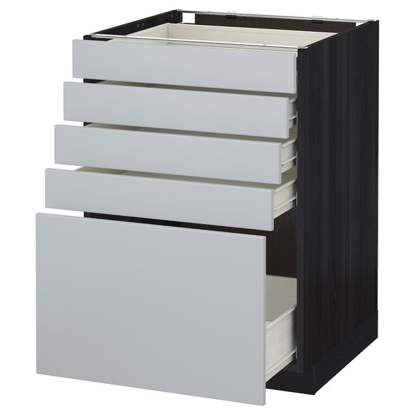 Напольный шкаф с 5 ящиками МЕТОД / ФОРВАРА, черный, Веддинге серый - схема-чертеж с размерами