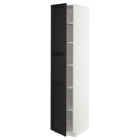 Высокий шкаф с полками, белый/Лерхюттан черная морилка 40x60x200 см IKEA METOD МЕТОД 894.450.03