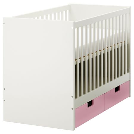 Кроватка детская с ящиками СТУВА, розовый (60x120 см)