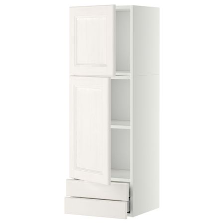 Навесной шкаф, 2 дверцы, 2 ящика МЕТОД / МАКСИМЕРА, белый, Лаксарби белый