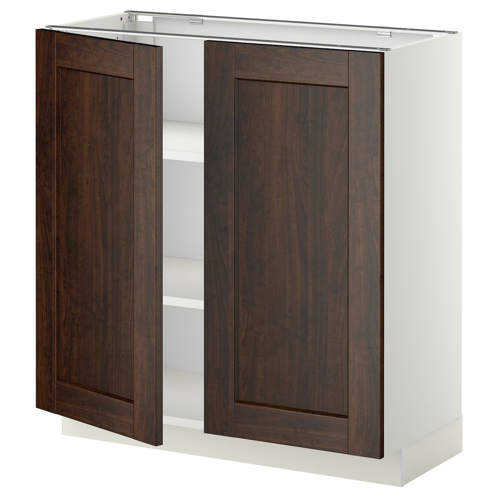 Напольный шкаф с полками/2двери, белый/Эдсерум коричневый 80x37 см IKEA METOD МЕТОД 292.264.28 - схема-чертеж с размерами