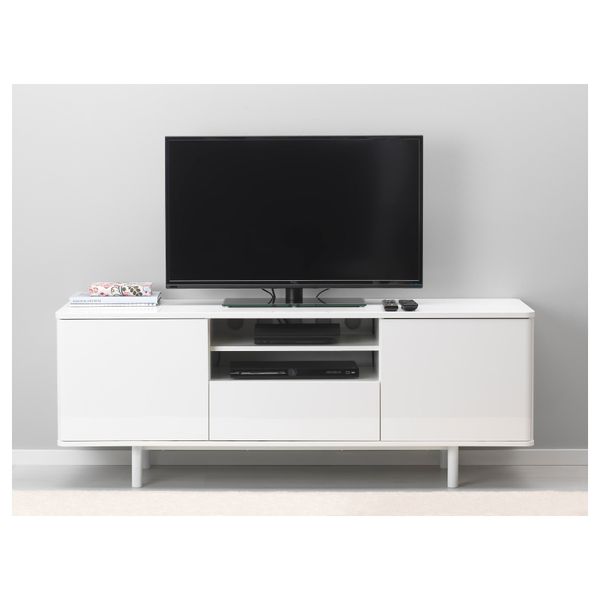 Тумба под ТВ МОСТОРП, глянцевый белый белый (160x47x60 см) - фото 2