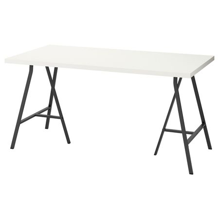 Стол, белый, серый 150x75 см IKEA LINNMON ЛИННМОН / LERBERG ЛЕРБЕРГ 692.793.54