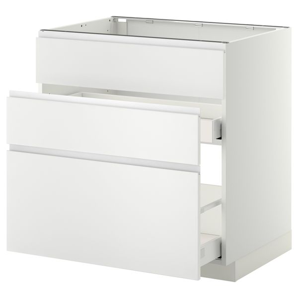 Напольный шкаф под мойку + 3 фронтальных панели, 2 ящика МЕТОД / МАКСИМЕРА, белый, Нодста белый - схема-чертеж с размерами
