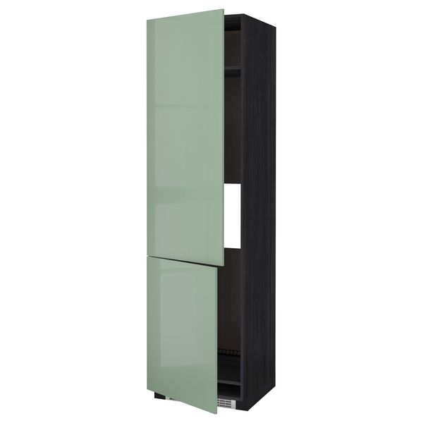Высокий шкаф для холодильника/морозильника, 2 дверцы МЕТОД, черный, Калларп светло-зеленый (60x60x220 см) - схема-чертеж с размерами