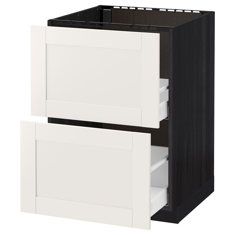 Напольный шкаф под мойку + 2 фронтальных панели, 2 ящика МЕТОД / МАКСИМЕРА, черный, Сэведаль белый - схема-чертеж с размерами