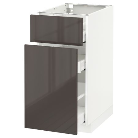 Напольный шкаф, выдвижной секцией, ящик МЕТОД / МАКСИМЕРА, белый, Рингульт серый
