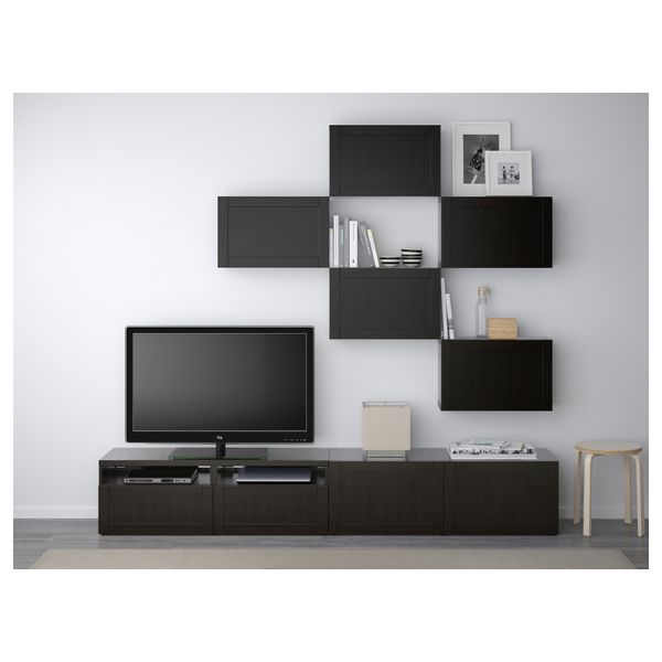 Шкаф для ТВ, комбинация БЕСТО, Ханвикен черно-коричневый (240x20/40x204 см) - фото 2