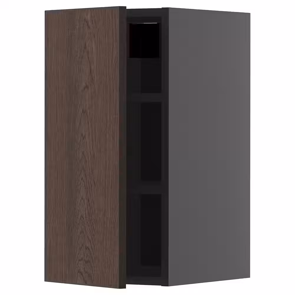METOD Навесной шкаф с полками - черно-серый/Sinarp коричневый 30x60 см - фото 1