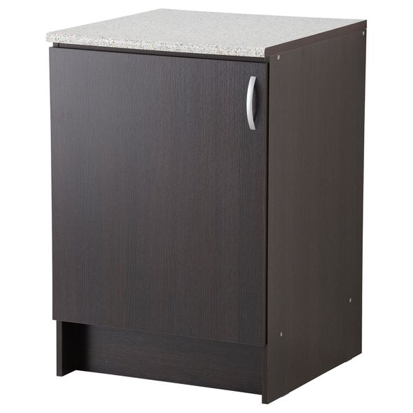 Напольный шкаф с дверью АЛЬБРУ, черно-коричневый (60x89 см) - фото 1