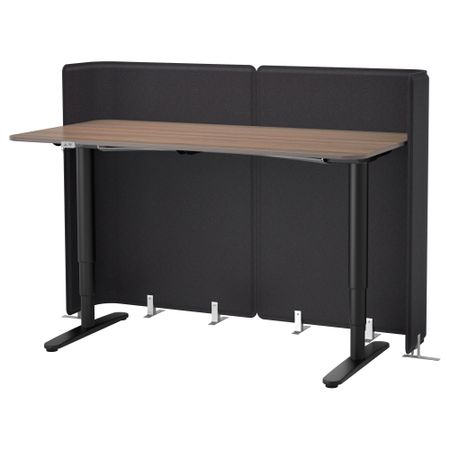 Стол-трансформер для приемной БЕКАНТ, серый, черный (160x80 120 см)