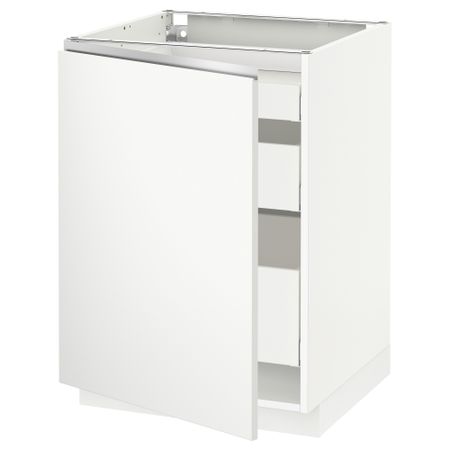 Напольный шкаф с 1 дверцей, 3 ящика МЕТОД / МАКСИМЕРА, белый, Нодста белый
