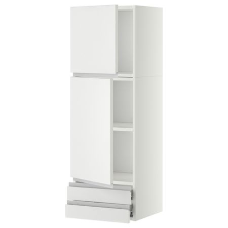 Навесной шкаф, 2 дверцы, 2 ящика МЕТОД / ФОРВАРА, белый, Нодста белый