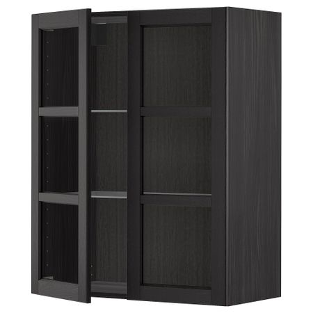 Навесной шкаф, полки, 2 стеклянные двери, 80x100 cm IKEA METOD МЕТОД 194.546.99