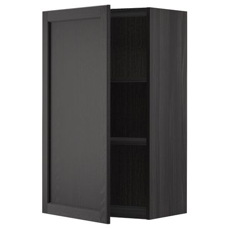 Шкаф навесной с полкой, черный/Лерхюттан черная морилка 60x100 см IKEA МЕТОД 592.614.44