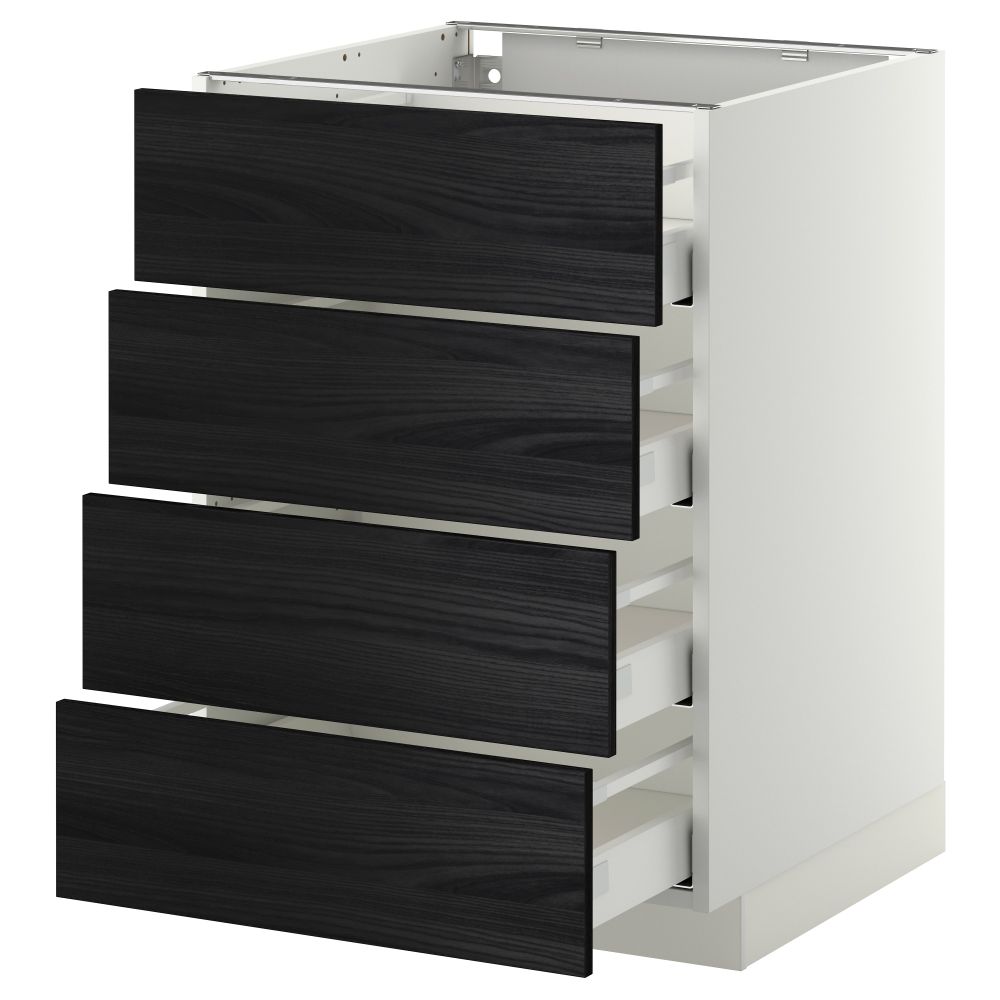 Напольный шкаф 4 фронтальных панели, 4 ящика МЕТОД / МАКСИМЕРА, белый, Тингсрид черный - схема-чертеж с размерами