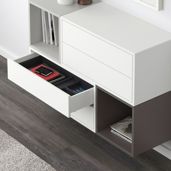 Комбинация настенных шкафов, белый/светло-серый, темно-серый 105x35x70 см IKEA EKET ЭКЕТ 391.910.46 - фото 4