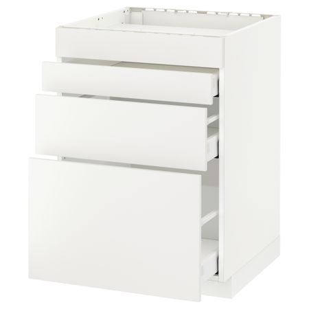 Напольный шкаф для духовки, 4фасада, 3 ящика МЕТОД / МАКСИМЕРА, белый, Хэггеби белый