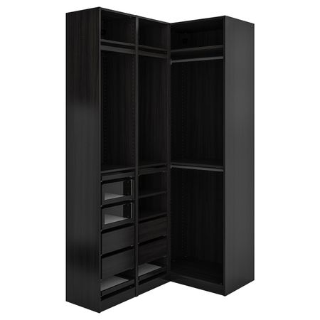 Гардероб угловой, черно-коричневый 160/88x236 см IKEA PAX ПАКС 993.313.17