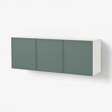 BESTÅ Комбинация настенных шкафов - белый/Krukmakare темный серо-зеленый 180x42x64 см