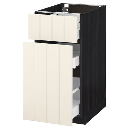 Напольный шкаф, выдвижной секцией, ящик МЕТОД / МАКСИМЕРА, черный, Хитарп белый с оттенком