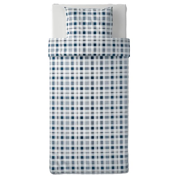 Пододеяльник и наволочка, 150x200/50x60 см, белый синий/клетка IKEA SPIKVALLMO 604.664.49 - схема-чертеж с размерами