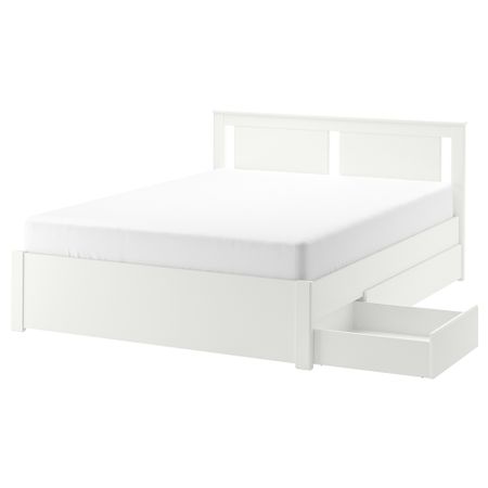 Каркас кровати с 2 ящиками, белый, Lindbåden, 140x200 см IKEA SONGE СОНГЕSAND СОНГЕСАНД 994.950.40