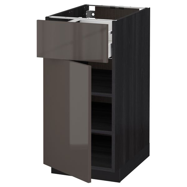 Напольный шкаф с ящиком, дверью МЕТОД / МАКСИМЕРА, черный, Рингульт серый - схема-чертеж с размерами