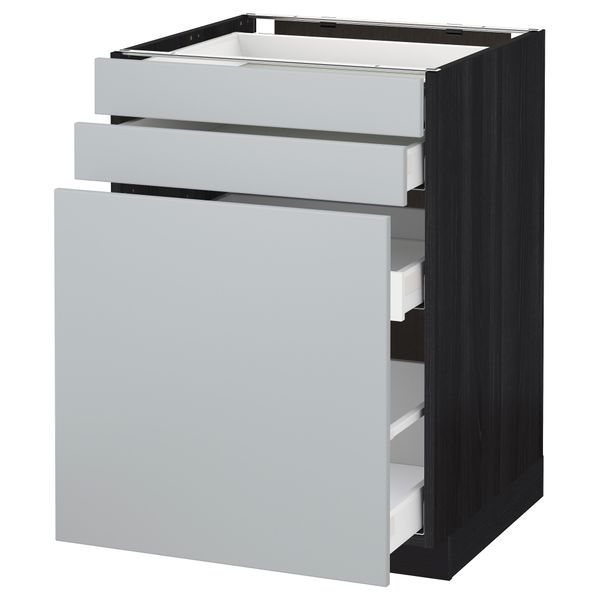 Напольный шкаф с выдвижными модулями, 2 фронтальные панели МЕТОД / МАКСИМЕРА, черный, Веддинге серый - схема-чертеж с размерами