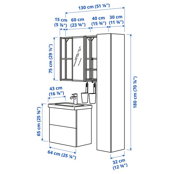 Мебель для ванной, 18 предмета, 64x43x65 cm IKEA TVÄLLEN ЛЕН ТВЭЛЛЕН, BEGIVENHET БЕГИВЕНХЕТ 693.374.10 - фото 5