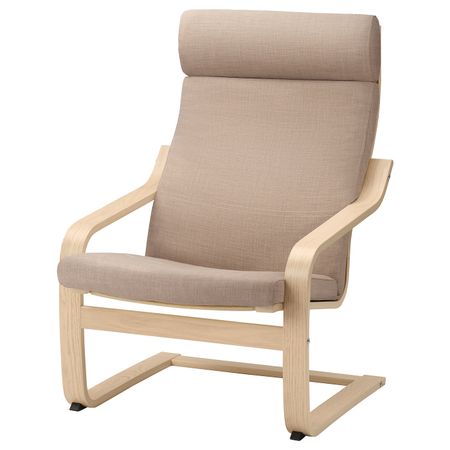 Кресло, дубовый шпон, беленый/Шифтебу бежевый IKEA POÄNG ПОЭНГ 993.983.17