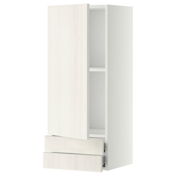 Навесной шкаф с дверцей, 2 ящика МЕТОД / ФОРВАРА, белый, Росдаль белый - схема-чертеж с размерами