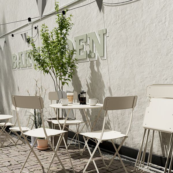 Стол + 2 складных стула,д/сада, бежевый/Куддарна голубой IKEA SALTHOLMEN САЛЬТХОЛЬМЕН 592.862.94 - фото 7