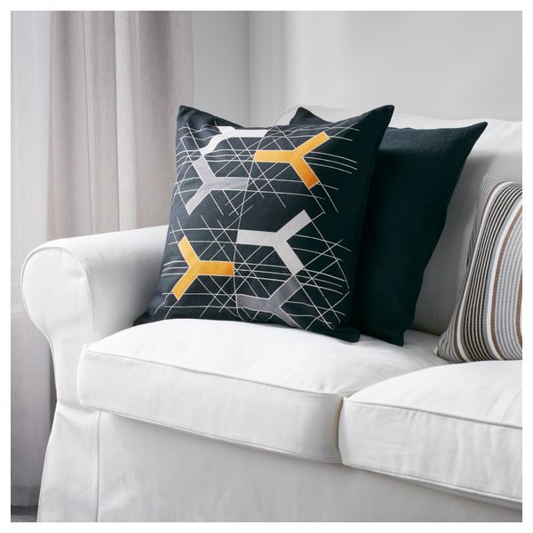 Чехол на подушку БЬЁРНЛУКА ФИГУР, черный (50x50 см) - схема-чертеж с размерами