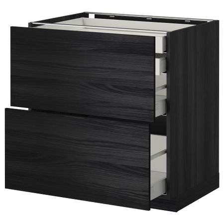 Напольный шкаф 2 фронтальные панели, 2 нижних, 1 средний, 1 высокий ящик МЕТОД / МАКСИМЕРА, черный, Тингсрид черный